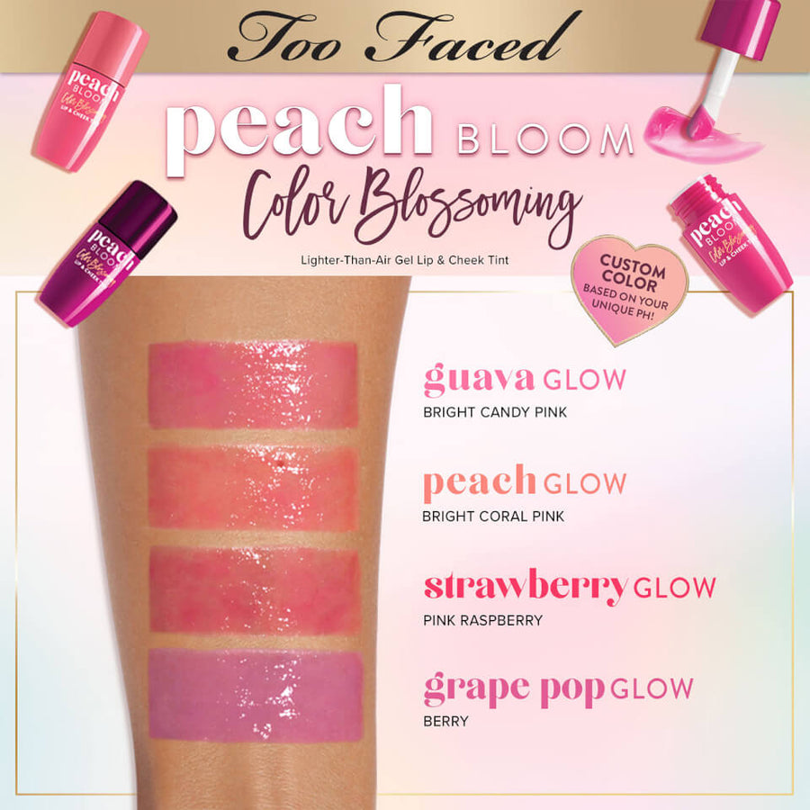 Peach Bloom Lip & Cheek Tint / Guava Glow - Too Faced.