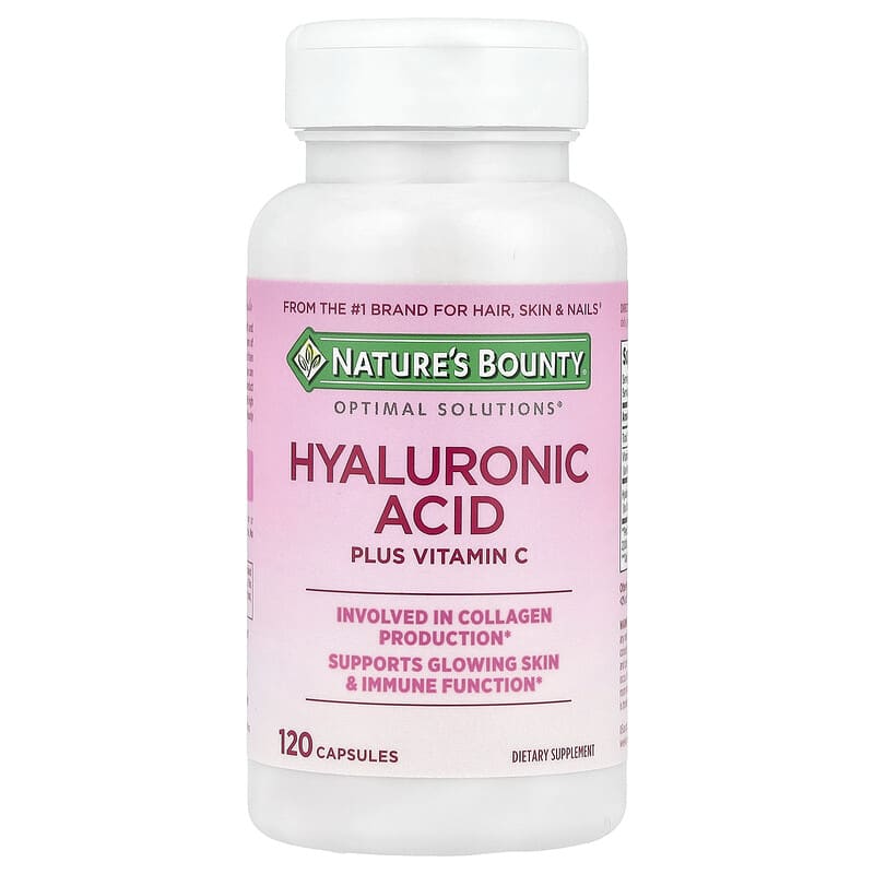 Hyaluronic Acid Plus Vitamin C, 120 capsulas - Nature's Bounty.