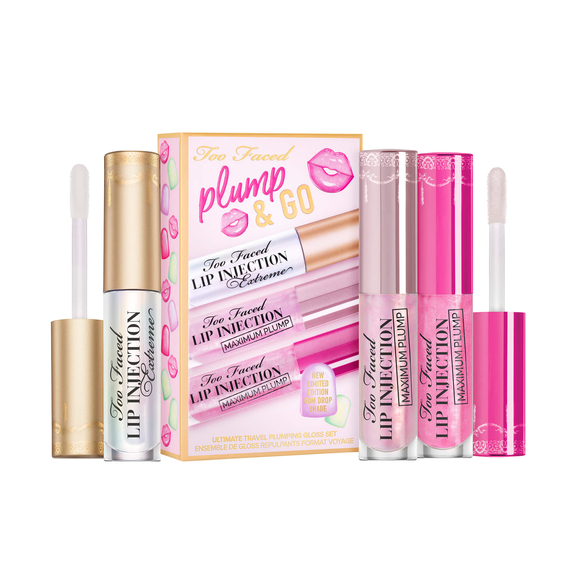 Plump & Go: Travel Size Lip Plumper Gloss Trio Set - TOO FACED