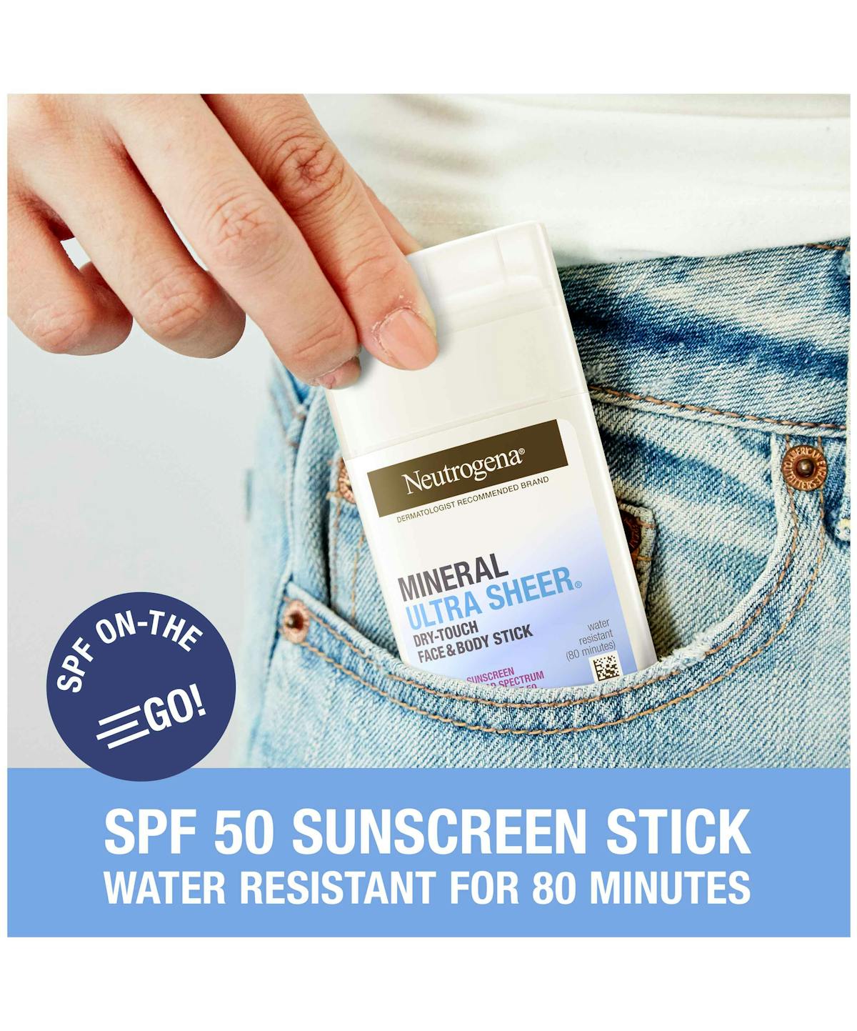 Ultra Sheer® Face & Body Mineral Sunscreen Stick Broad Spectrum SPF 50 - Neutrogena.