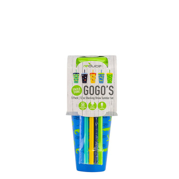 GOGO'S 12 OZ TUMBLER 5 PK - KID CUPS WITH LIDS AND STRAWS/ BOY GONE WILD - REDUCE.