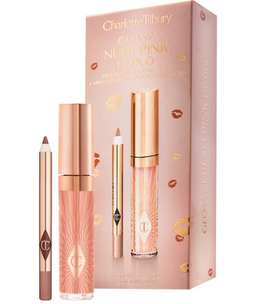 Mini Glossy Pink Lip Gloss + Lip Liner Set - Nude Pink / Charlotte Tilbury.
