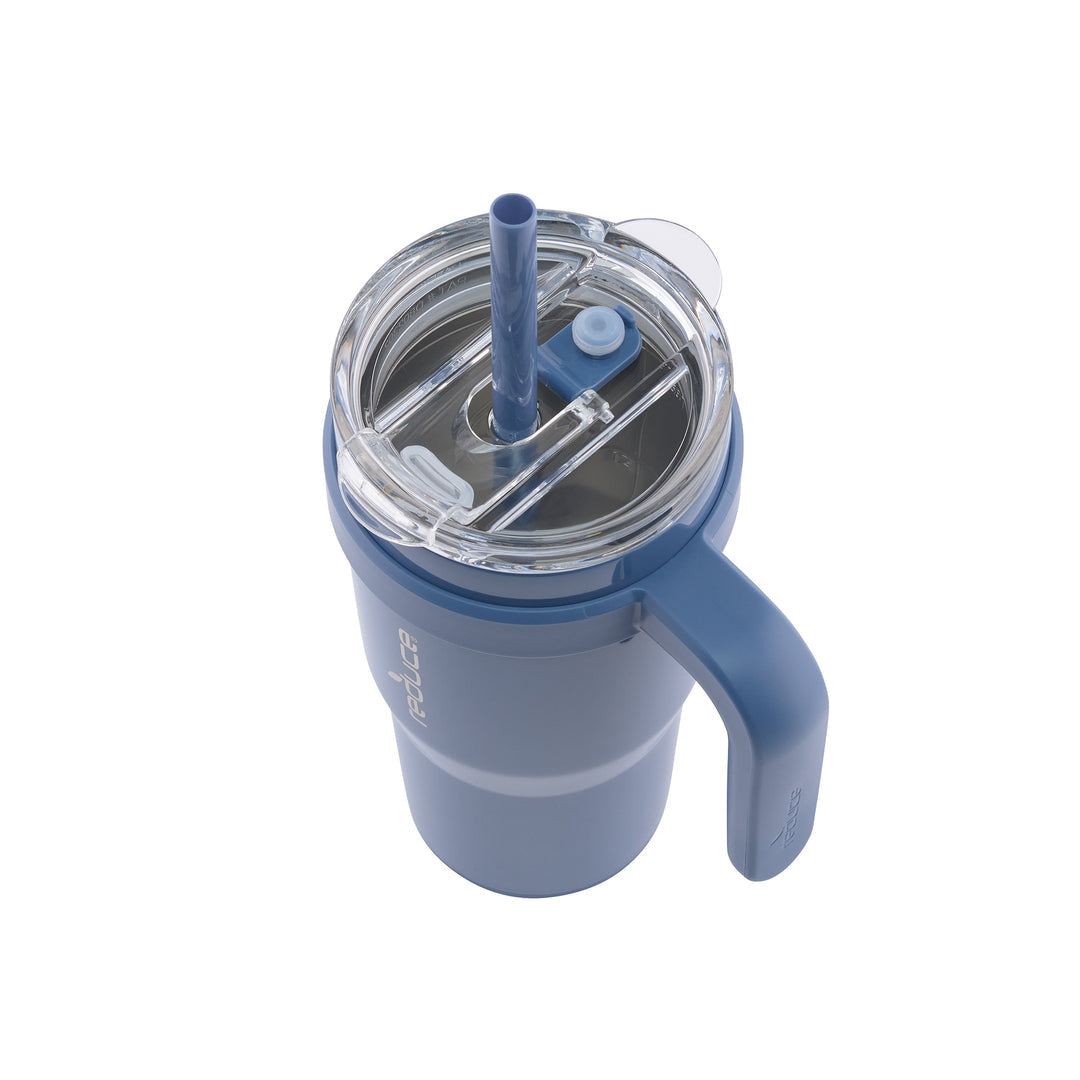 24 OZ COLD1 TUMBLER WITH HANDLE / MINERAL BLUE- REDUCE.