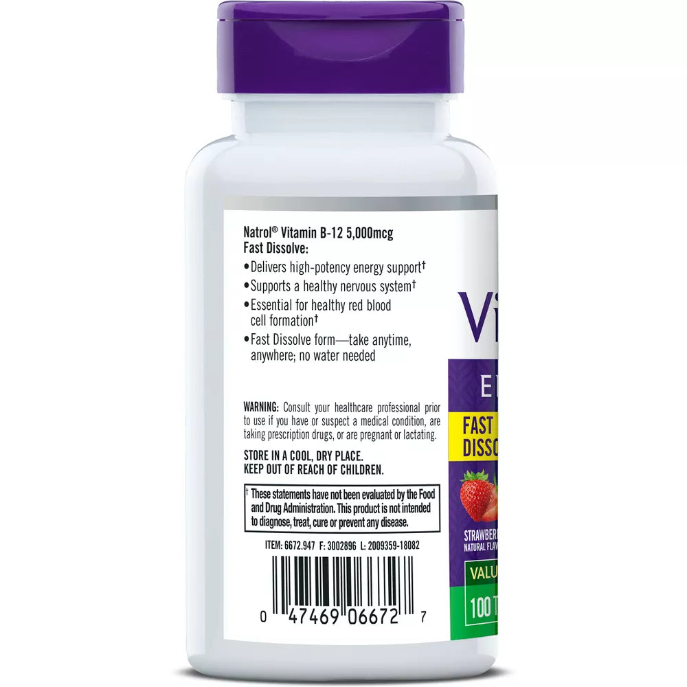 Vitamina B-12 Tableta de disolución rapida - NATROL.
