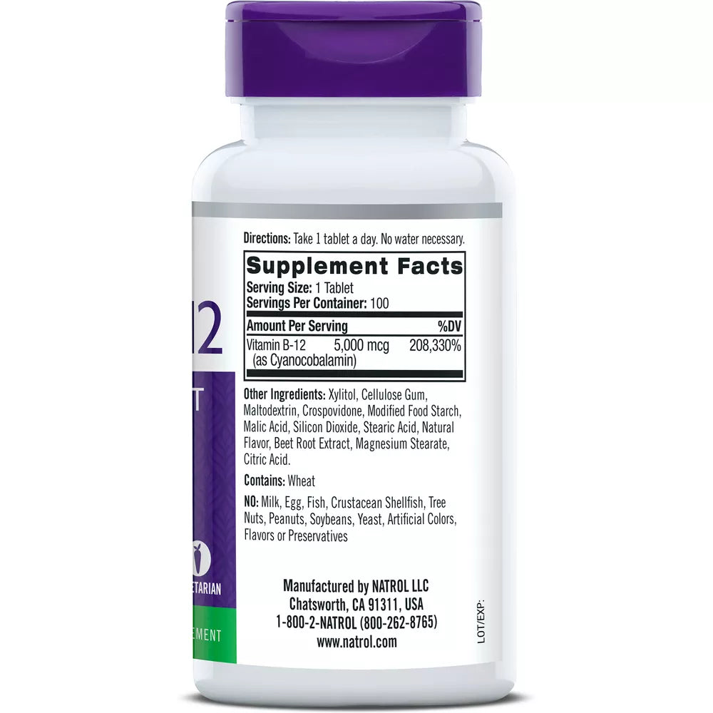 Vitamina B-12 Tableta de disolución rapida - NATROL.
