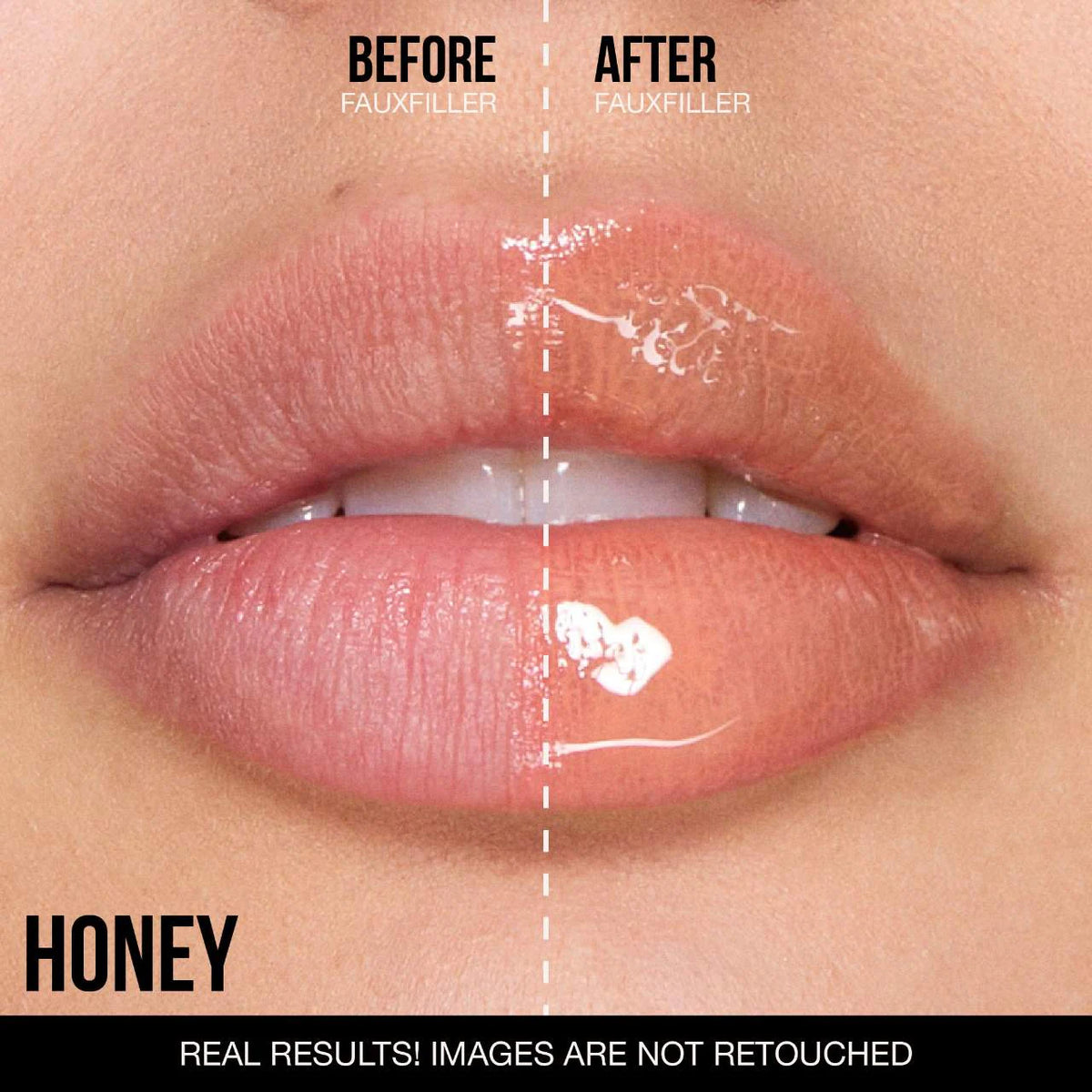 Faux Filler Shiny Non-Sticky Lip Gloss / Honey - HUDA BEAUTY.