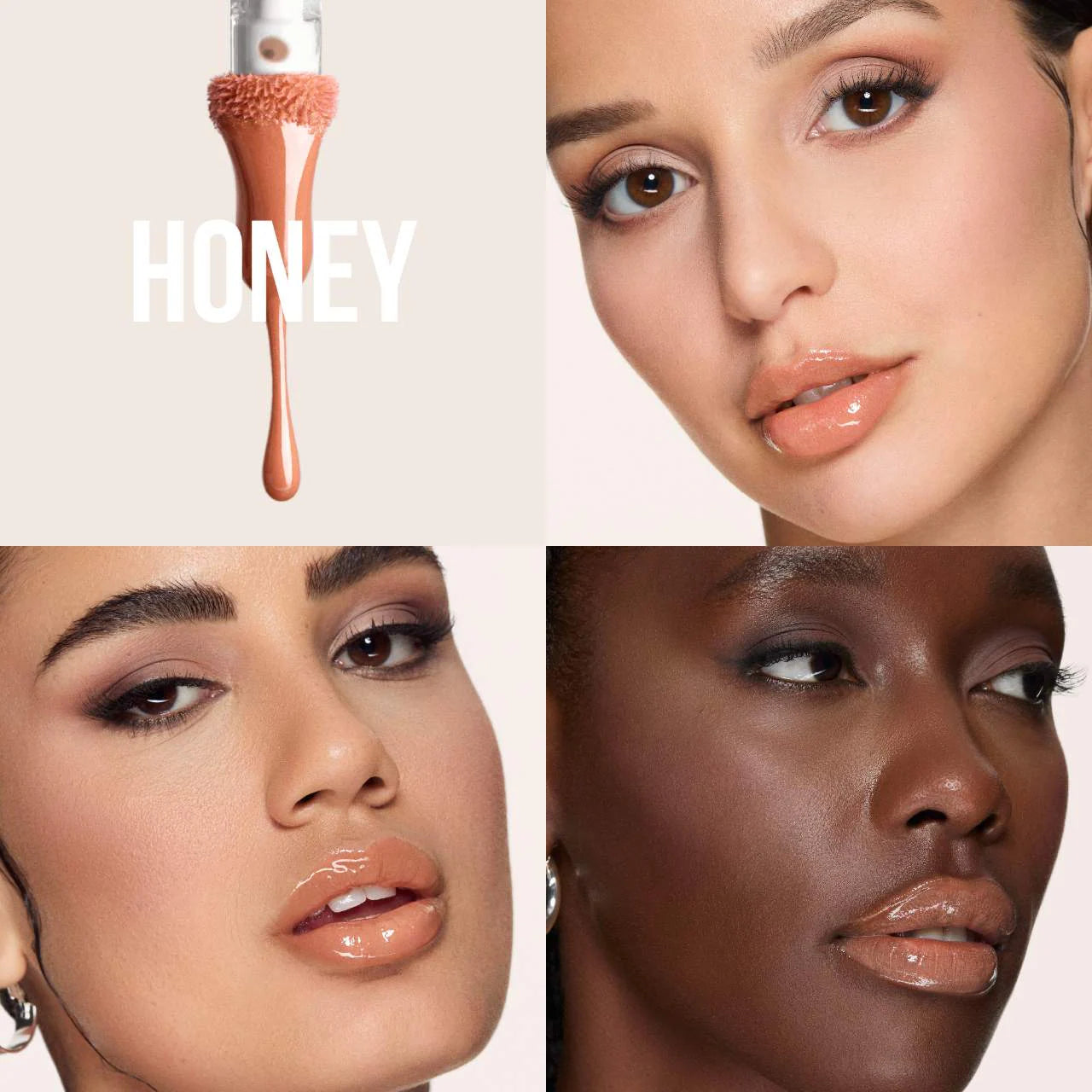 Faux Filler Shiny Non-Sticky Lip Gloss / Honey - HUDA BEAUTY.
