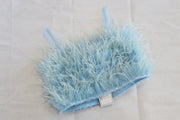 Crop Top de plumas Azul Claro Talla S - Susana Ventura