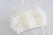 Crop Top de plumas Blanco Talla S - Susana Ventura