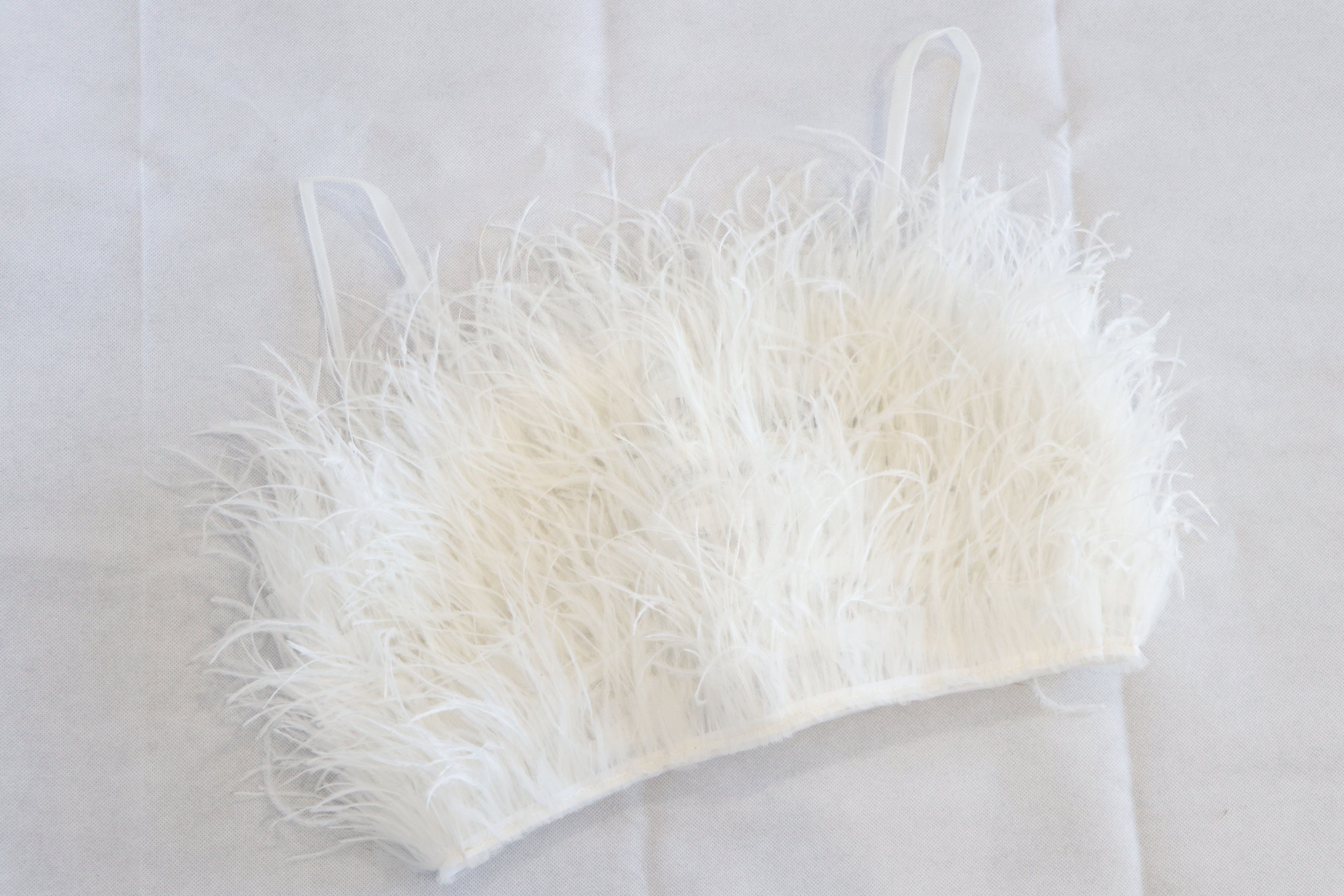 Crop Top de plumas Blanco Talla S - Susana Ventura