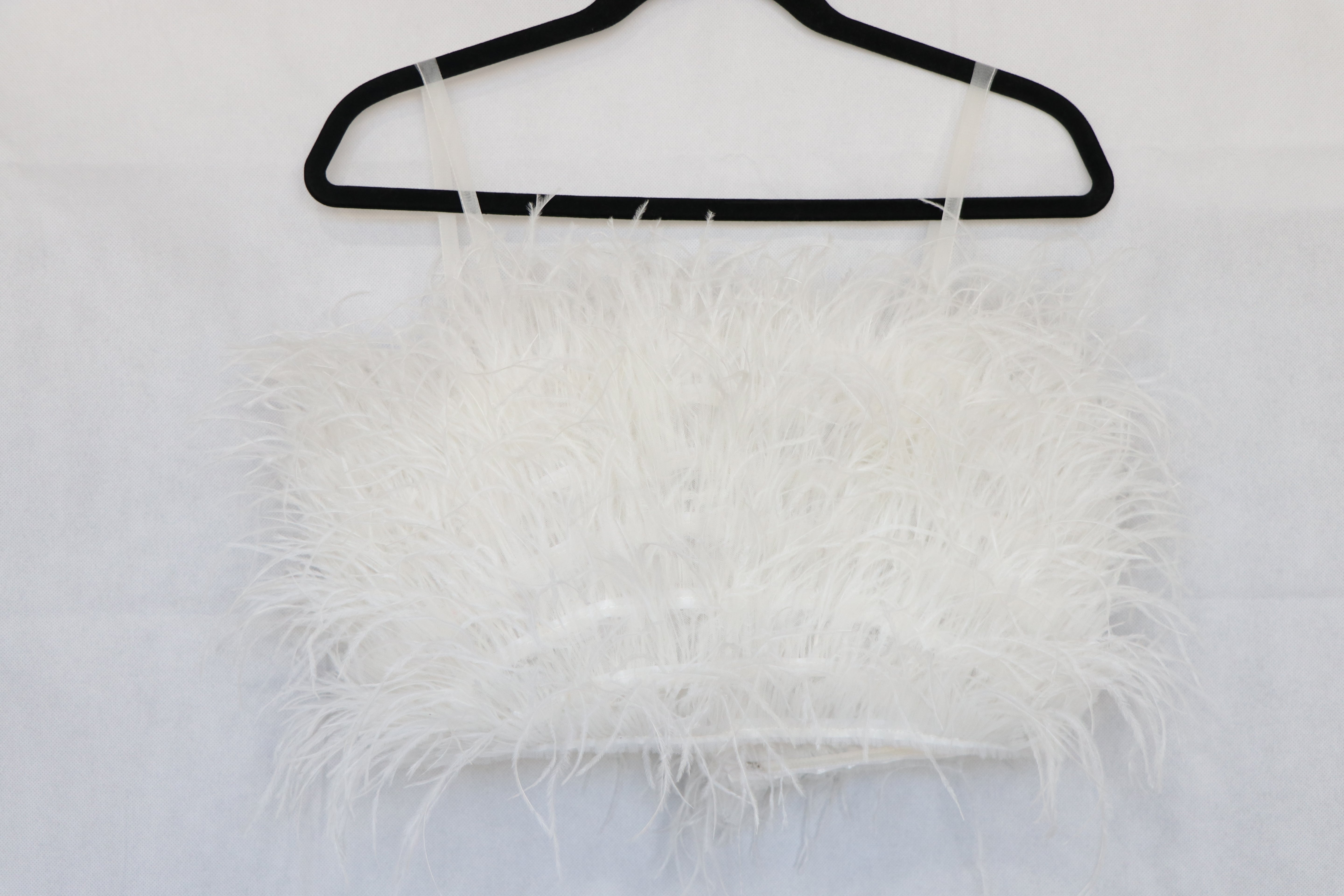 Crop Top de plumas Blanco Talla S - Susana Ventura