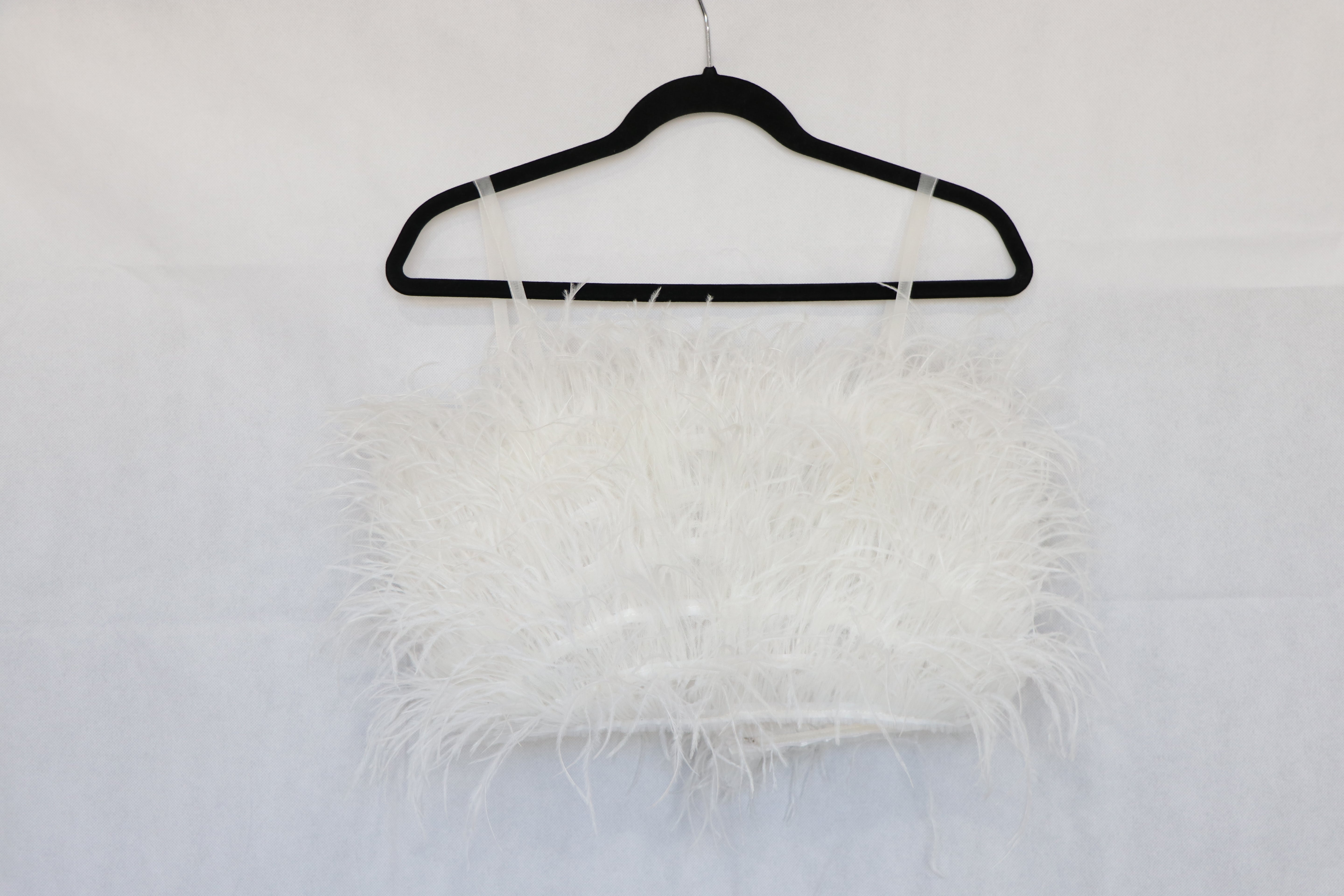 Crop Top de plumas Blanco Talla S - Susana Ventura