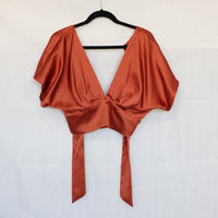 Crop ladrillo satinado Escotado Talla M - Zara