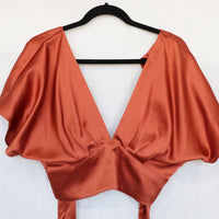 Crop ladrillo satinado Escotado Talla M - Zara