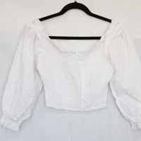 Blusa blanca drapeada manga larga Talla S - Zara