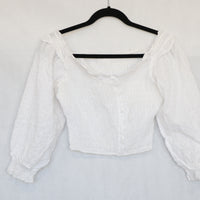 Blusa blanca drapeada manga larga Talla S - Zara