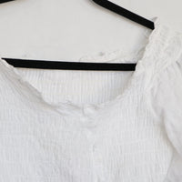 Blusa blanca drapeada manga larga Talla S - Zara