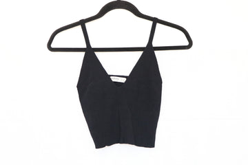 Crop Top negro cuello V Talla M - Stradivarius