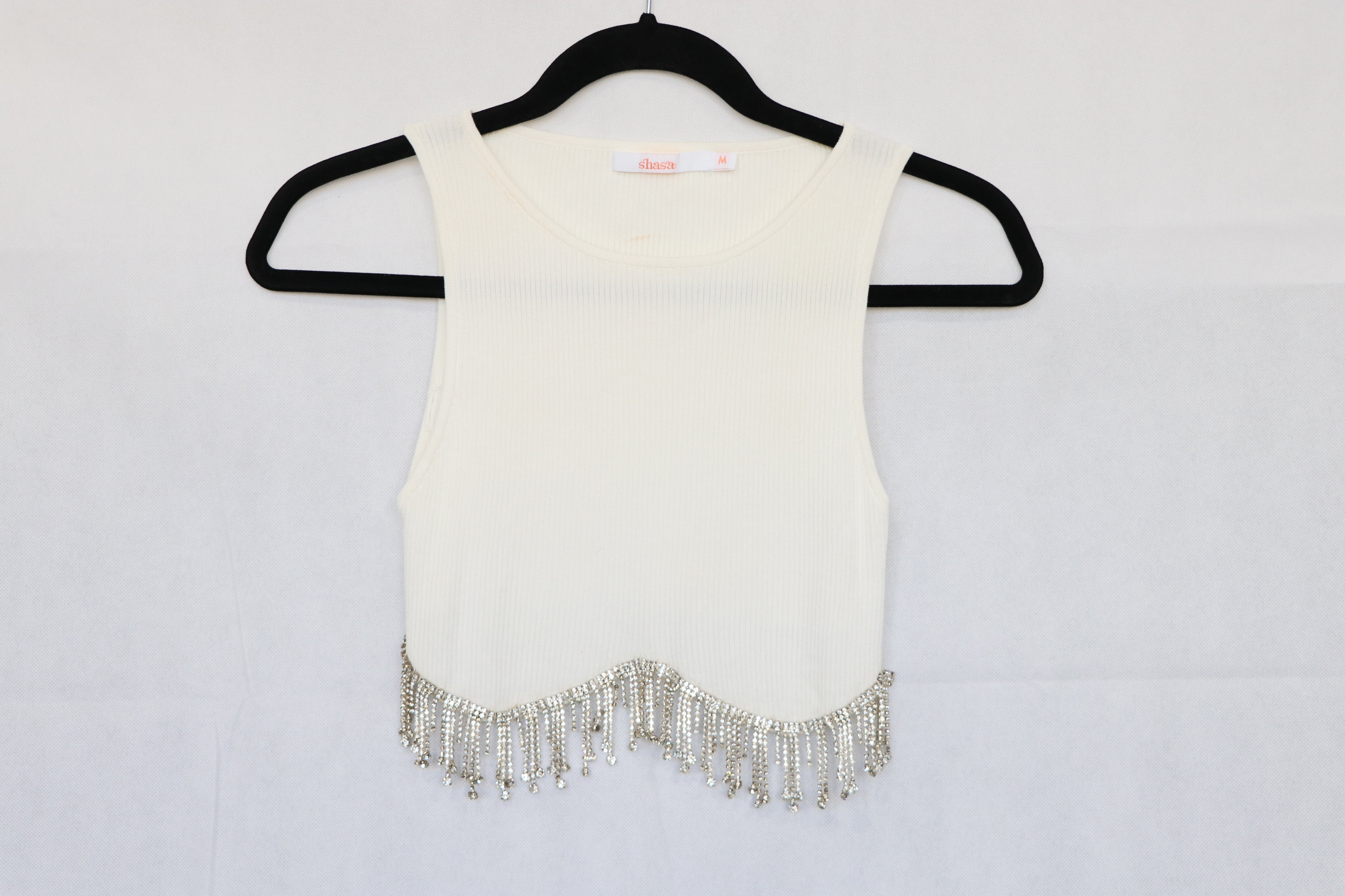 Crop Blanco con pedreria   Talla M - Shasa