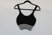 Crop Top negro tejido franjas blancas  Talla M