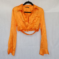 Crop naranja satinado con manga larga Talla M - Zara