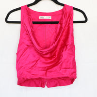 Crop Fucsia Cuello Halter  con caida Talla S - Zara