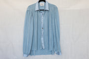 Blusa Manga larga plizada Azul satinada Talla M - Superforme