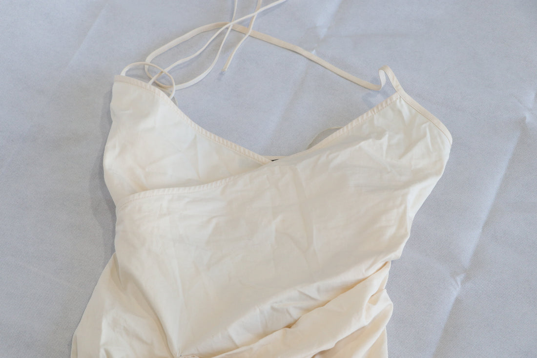 Blusa de tirantes Beige con corrugado Talla L