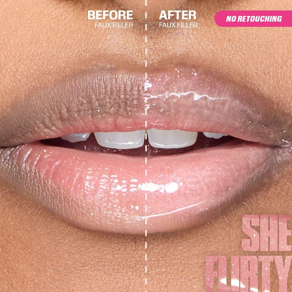 Faux Filler Shiny Non-Sticky Lip Gloss / She Flirty - HUDA BEAUTY.