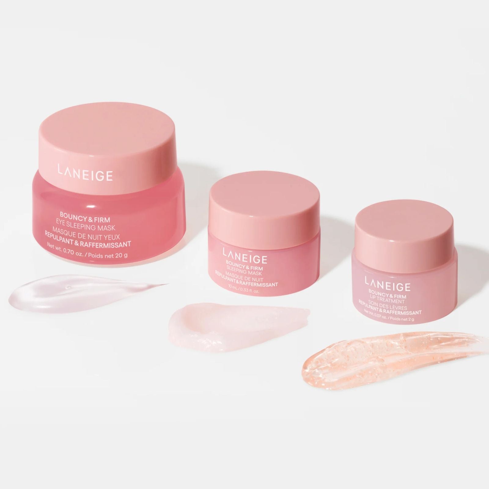 Bouncy & Firm Plump, Firm & Glow Set - Laneige / Set 3 pzas piel firme y luminosa + cosmetiquera - LANEIGE