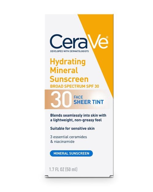 Hydrating Mineral Sunscreen SPF 30 Face Sheer Tint 50ml - CeraVe.