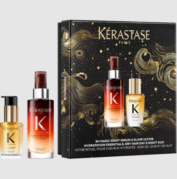 Iconic Hair Heroes Gift Set: 8H Magic Night Serum & Mini Elixir Ultime Hair Oil - Kérastase PREVENTA