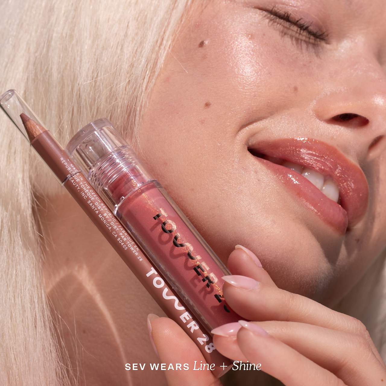 Line + Shine Lip Liner and Lip Gloss Set - Tower 28 Beauty.