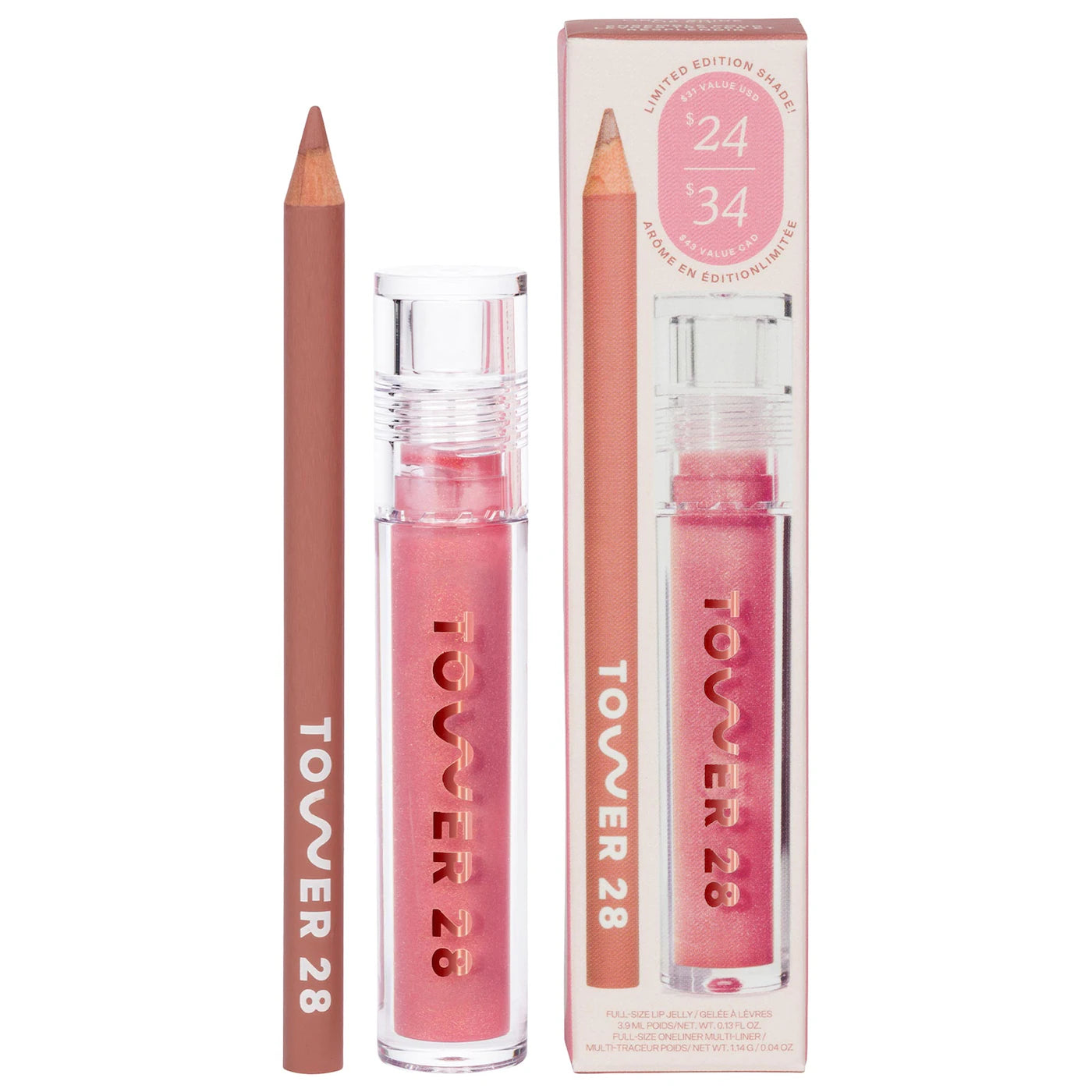 Line + Shine Lip Liner and Lip Gloss Set - Tower 28 Beauty.