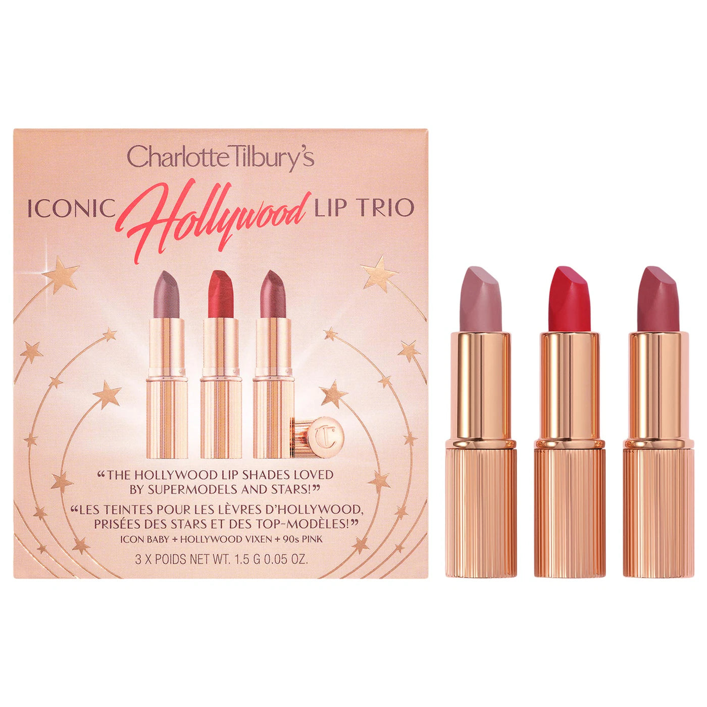 Mini Iconic Hollywood Lipstick Trio Set - Charlotte Tilbury.