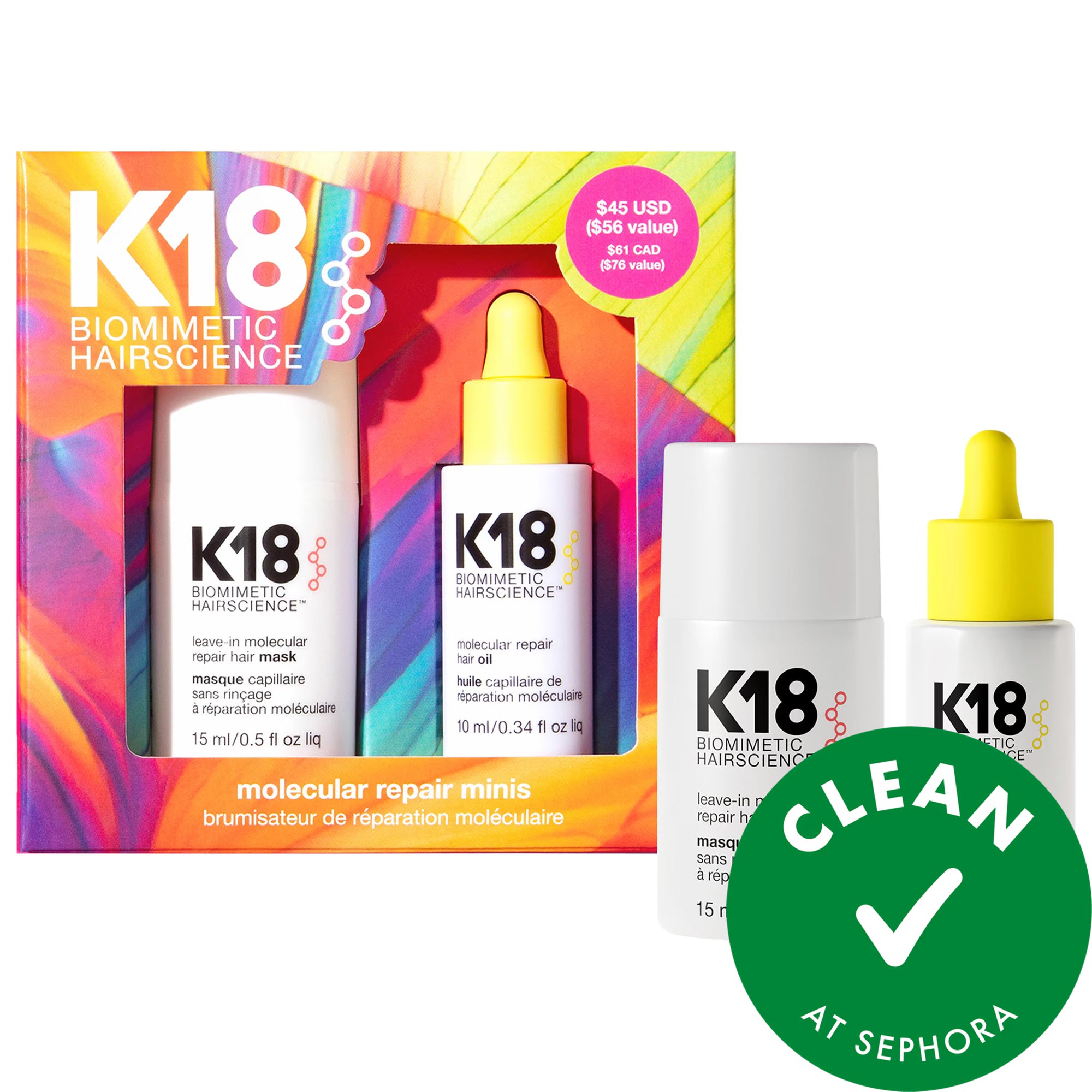 Mini Molecular Repair Hair Mask & Oil Value Set - K18 Biomimetic Hairscience
