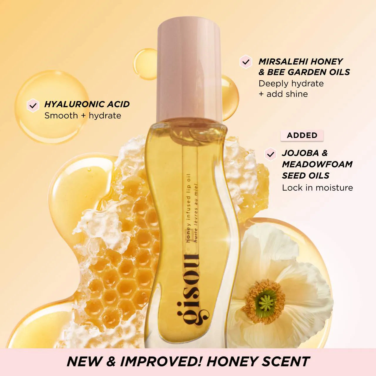 Honey Infused Hydrating Lip Oil / Honey Gold -  Gisou.