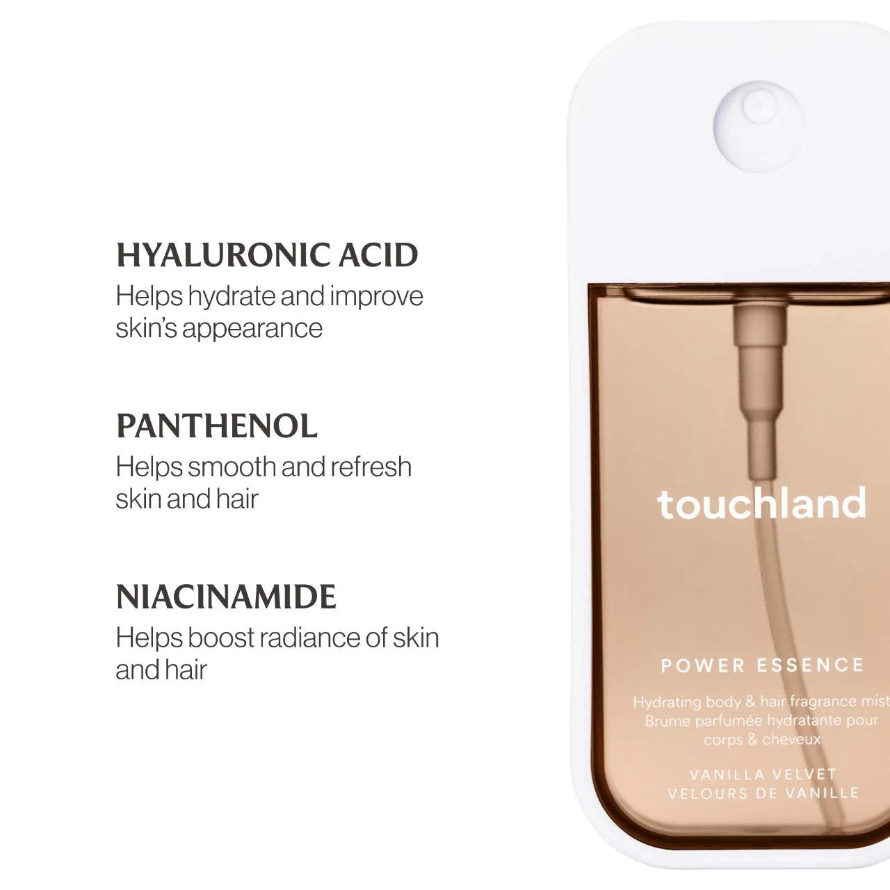 Vanilla Velvet Power Essence Body & Hair Fragrance Mist- Touchland .