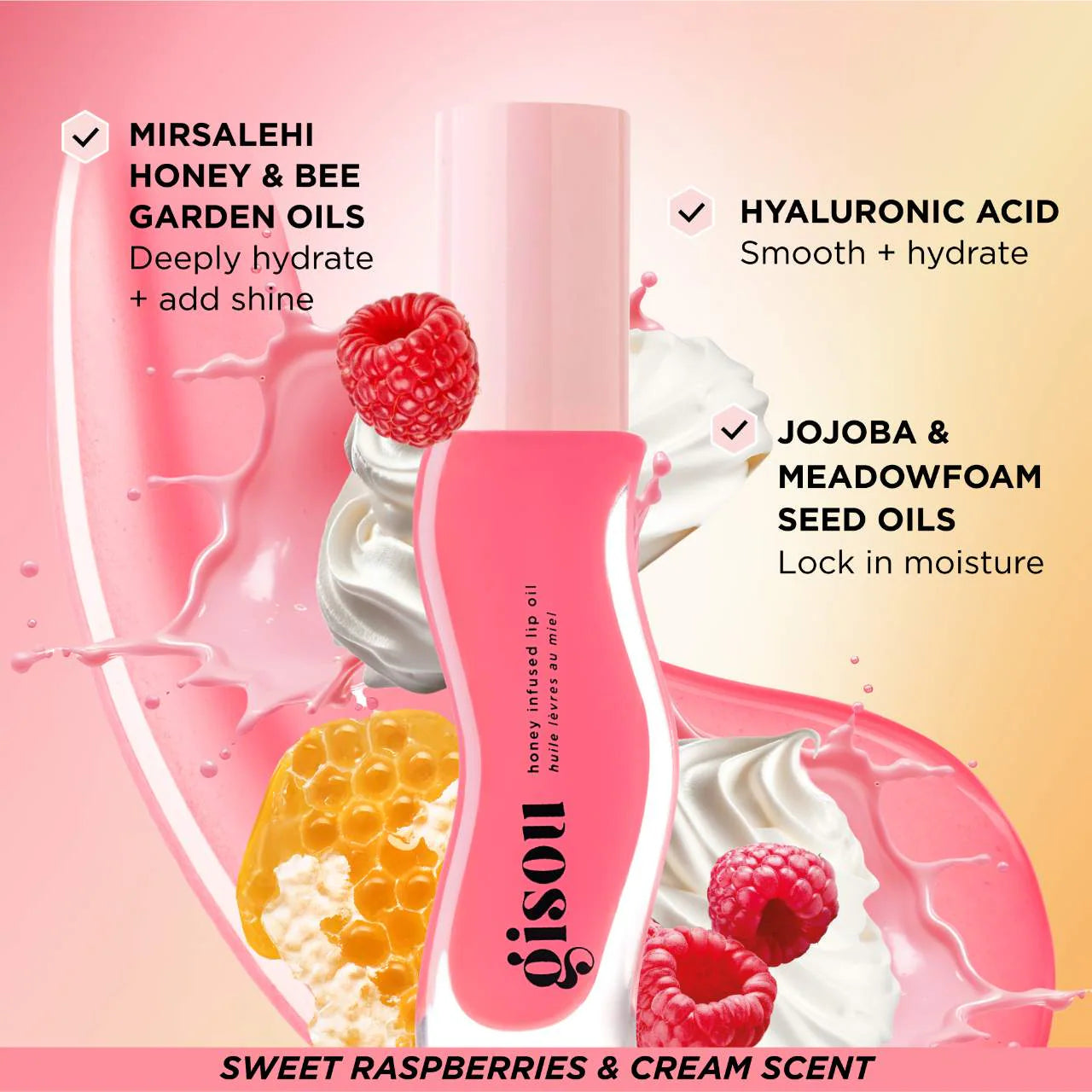 Honey Infused Hydrating Lip Oil / Raspberry Swirl -  Gisou PREVENTA.