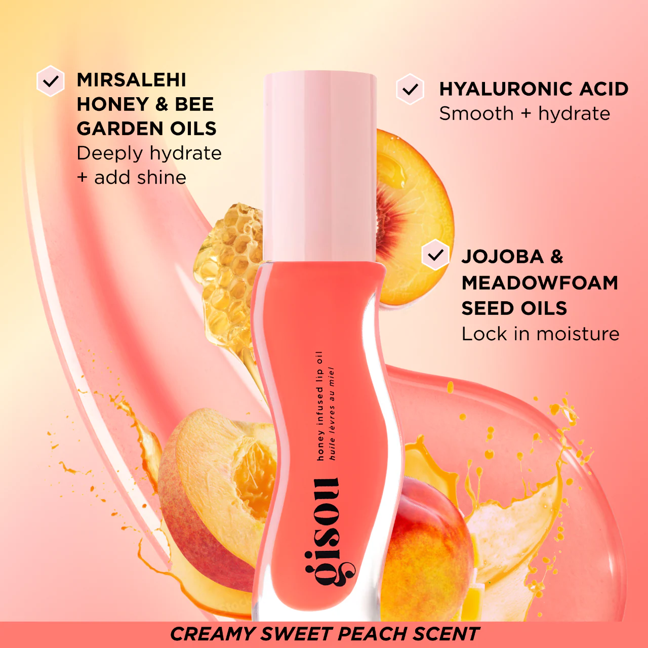 Honey Infused Hydrating Lip Oil / Bee-llini Peach -  Gisou PREVENTA.