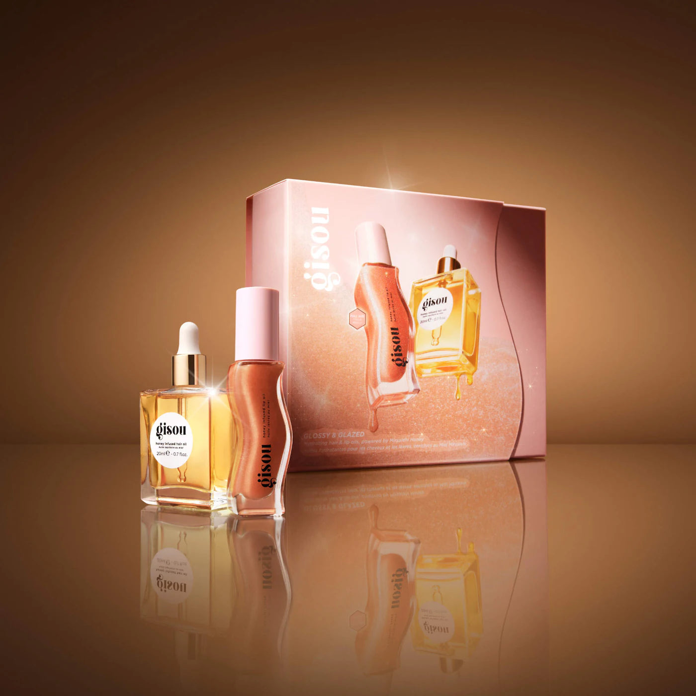 Glossy & Glazed Hair & Lip Oil Gift Set- Gisou.