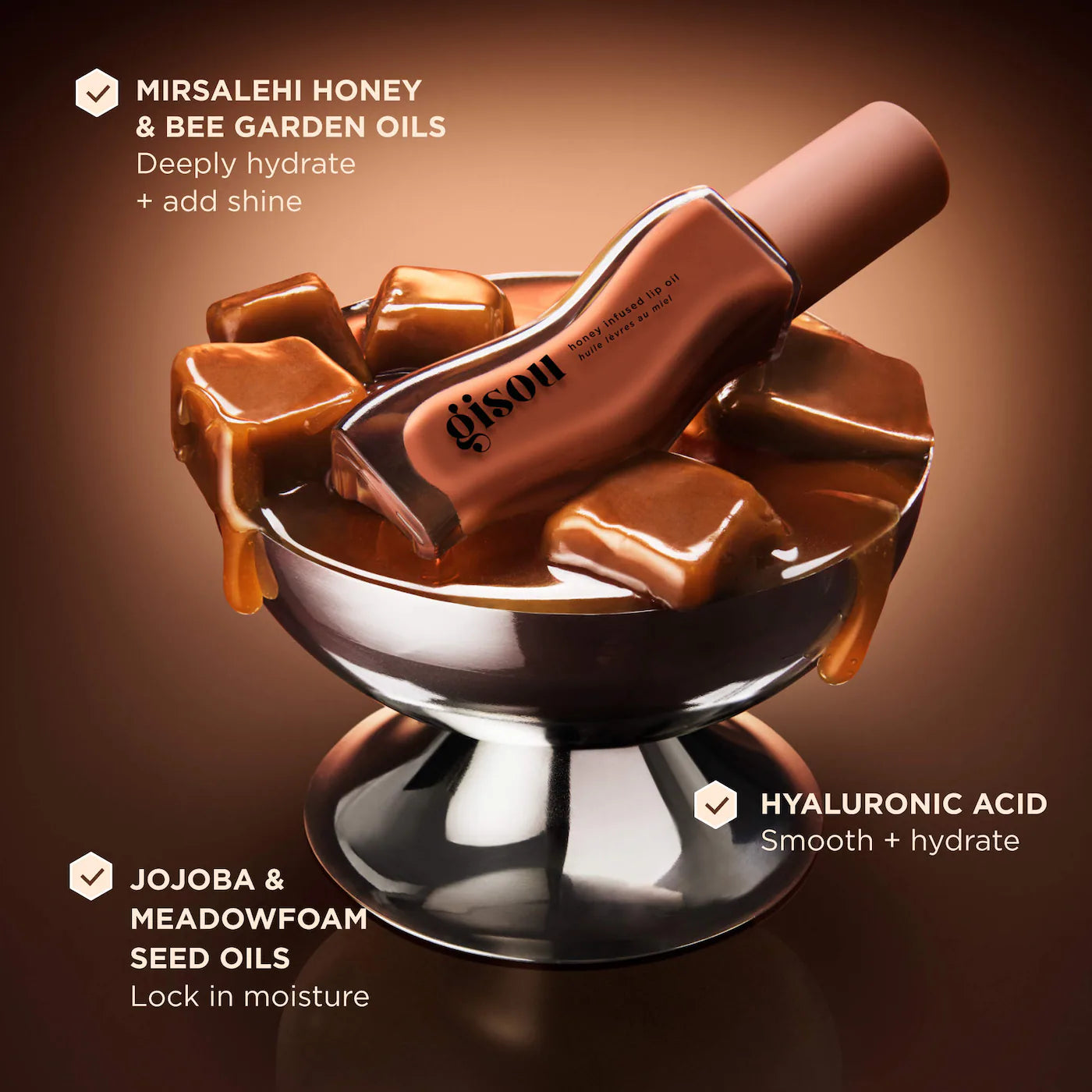 Honey Infused Hydrating Lip Oil / Sticky Toffee -  Gisou PREVENTA.