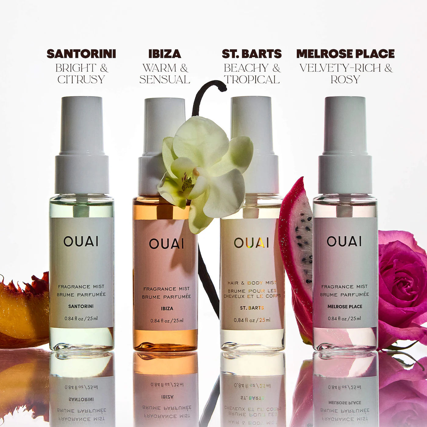 Mini St. Barts, Ibiza, Santorini & Melrose Hair & Body Mist Set - OUAI PREVENTA.