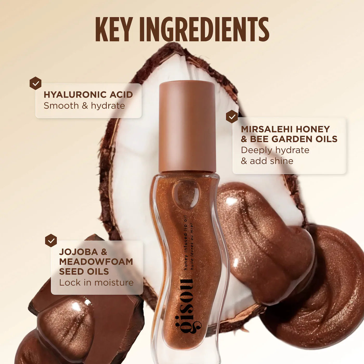 Honey Infused Hydrating Lip Oil / Coco Cacao -  Gisou PREVENTA.