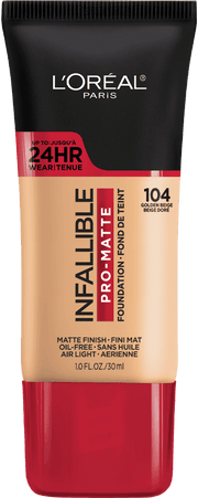 Infallible Pro-Matte Foundation 24H Pro - Matte / 104 Golden Beige - L'Oreal Paris.