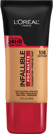 Infallible Pro-Matte Foundation 24H Pro - Matte / 108 Caramel Beige - L'Oreal Paris.