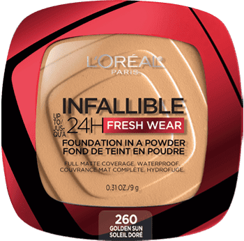 Infallible Up to 24H Fresh Wear Foundation in a Powder / 260 Golden Sun - L'Oreal Paris.