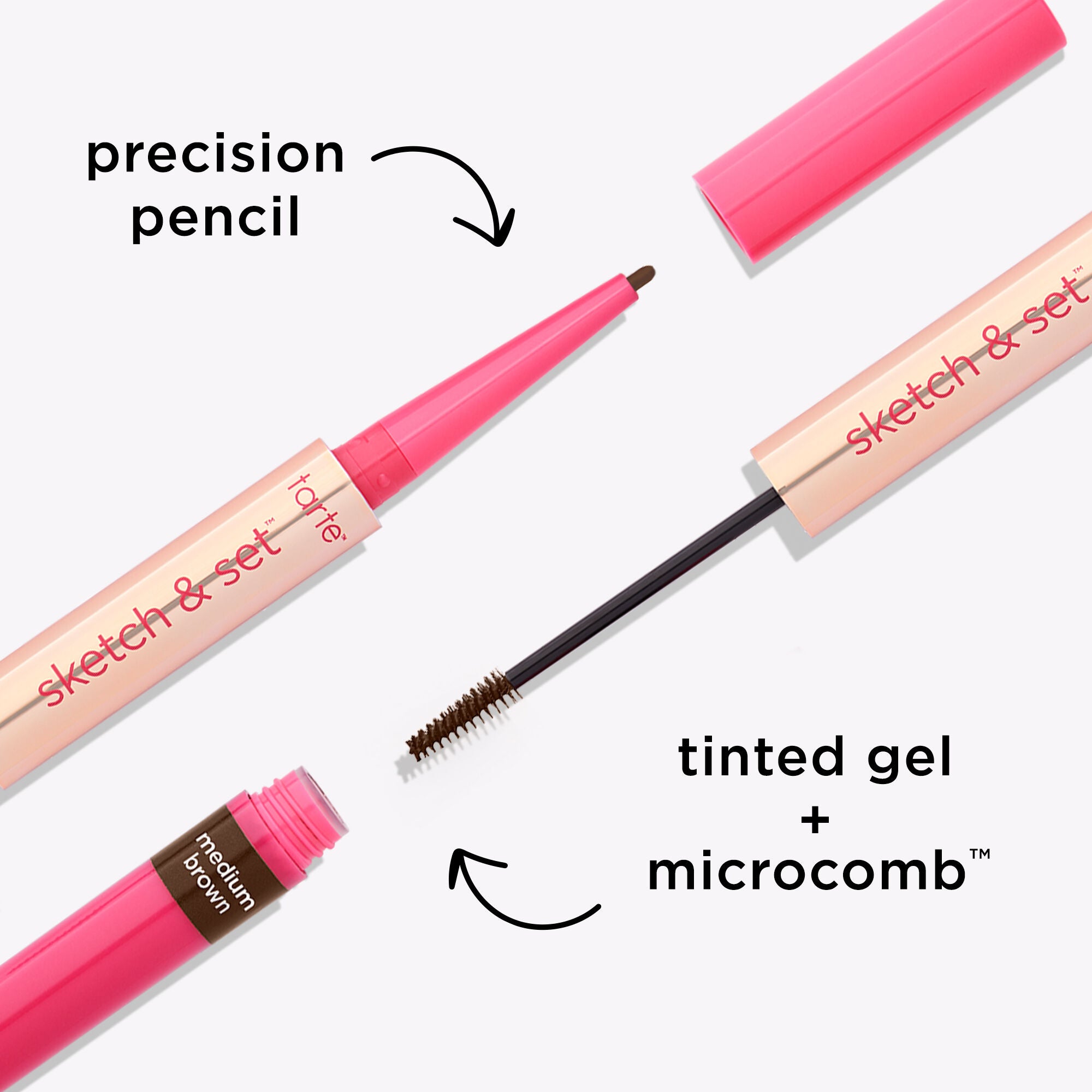 Sketch & Set™ brow pencil & tinted gel -Medium Brown / Tarte