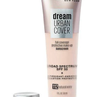 DREAM URBAN COVER FLAWLESS COVERAGE FOUNDATION MAKEUP, SPF 50 / 112 NATURAL IVORY - MAYBELLINE.