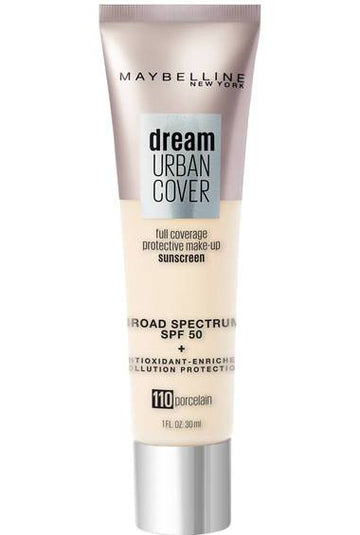 DREAM URBAN COVER FLAWLESS COVERAGE FOUNDATION MAKEUP, SPF 50 / 110 PORCELAIN - MAYBELLINE.
